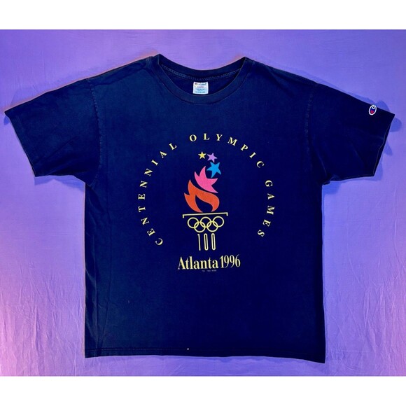 Vintage 90s Atlanta Olympics 1996 Champion T-Shirt Centennial Summer Games XL - Picture 1 of 4
